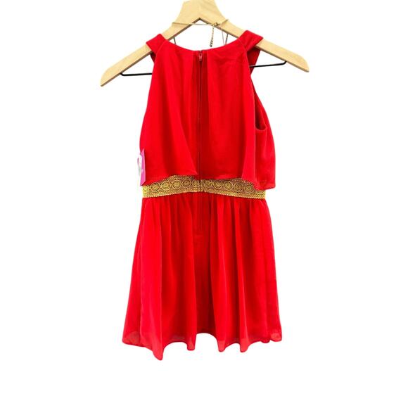 Amy Byer Girls Red Fit & Flare Dress Size 8 Sleeveless Gold Trim Necklace Accent - Picture 9 of 9